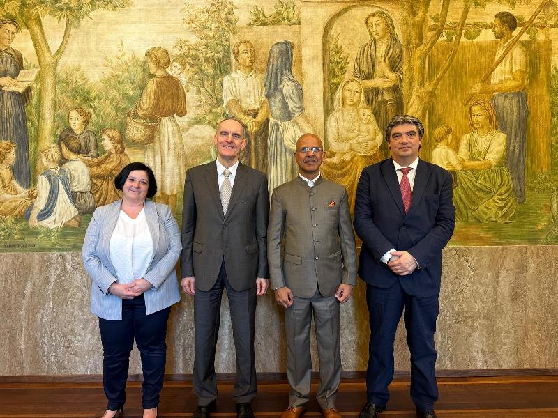 Ambassador Mridul Kumar met Mr. Roberto Badaracco, Vice Mayor of the city of Lugano & Mr. Luca Albertoni, Director of Camera di commercio, dell'industria, dell'artigianato e dei servizi del Cantone Ticino (Cc-Ti) at the Lugano City Hall on 28 June 2024